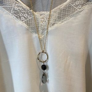 Gold-plated gold-filled black onyx topaz necklace